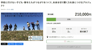 スコーレ・ムーンライトの寄附ページ画像