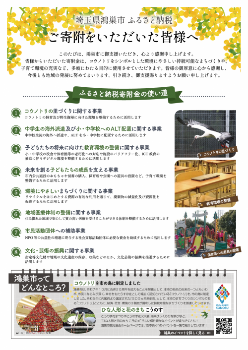 鴻巣市ふるさと納税チラシ表面