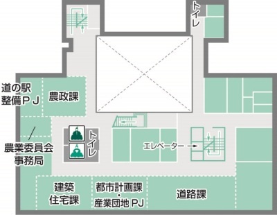 本庁舎配置図2階の画像