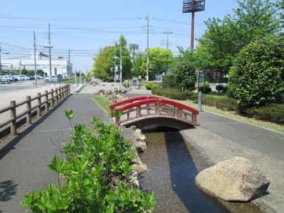 水遊びができる小川の画像