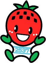 イチゴの顔で体に2537という数字が描かれているキャラクター