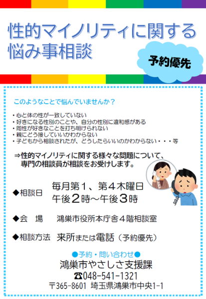 性的マイノリティに関する悩み事相談ポスター