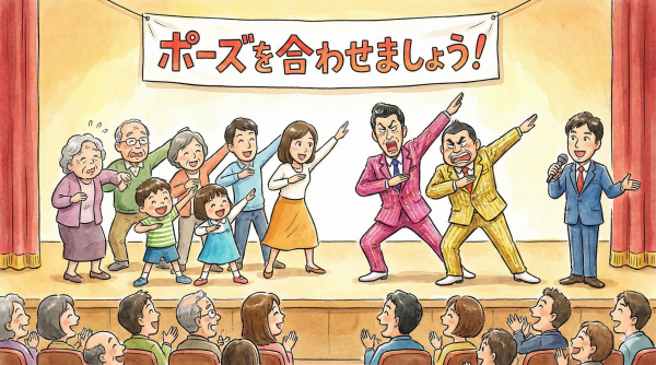 ポーズ合わせのイラスト