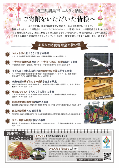 鴻巣市ふるさと納税チラシ表面