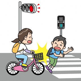 自転車信号無視イラスト