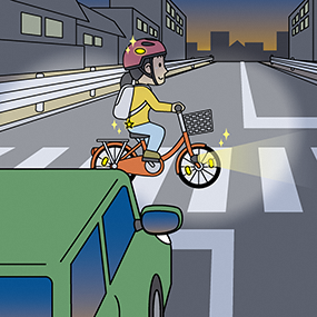 自転車ライト点灯イラスト
