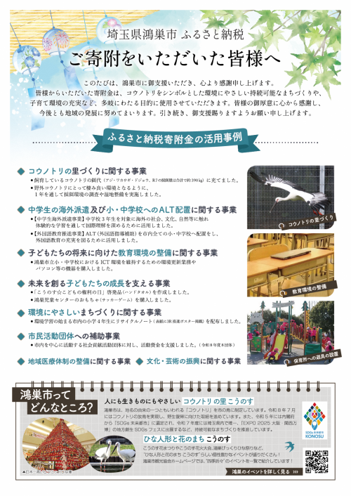 鴻巣市ふるさと納税チラシ表面
