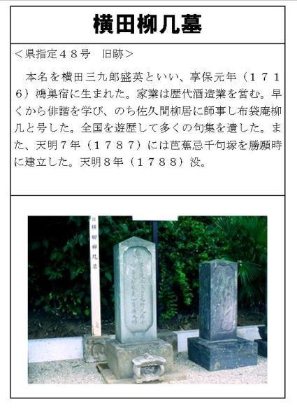 横田柳几墓の説明画像