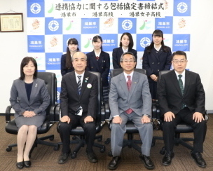 市長・教育長・両校校長・生徒会の皆さん