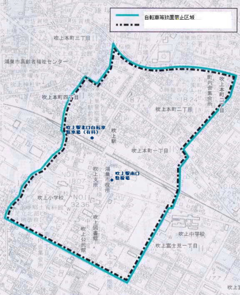 （画像）北鴻巣駅西口　自転車等放置禁止区域地図