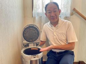 市長と生ごみ処理機