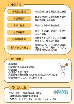 スズメバチの巣駆除補助金チラシ裏