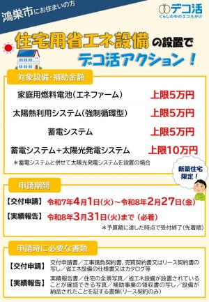 住宅用省エネルギー設備設置費補助金のポスター