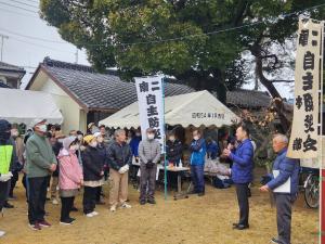 訓練にあたり挨拶をする市長